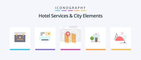 Illustration for Hotel Services And City Elements Flat 5 Icon Pack Including food. hotel . location. hotel. home. Creative Icons Design - Royalty Free Image