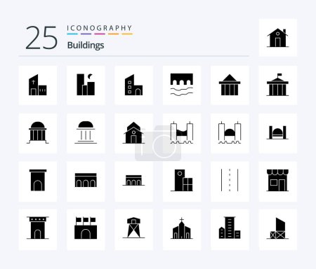 Ilustración de Buildings 25 Solid Glyph icon pack including historic. bridge. night. property. estate - Imagen libre de derechos