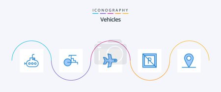 Illustration for Vehicles Blue 5 Icon Pack Including . car. transport. location. parking - Royalty Free Image