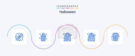 Ilustración de Halloween Blue 5 Icon Pack Including coffin. halloween. halloween. ghost. scary - Imagen libre de derechos