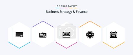 Illustration for Business Strategy And Finance 25 Glyph icon pack including . currency . card . payment . dollar - Royalty Free Image