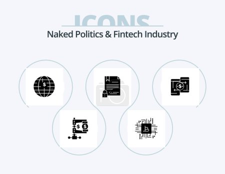 Ilustración de Naked Politics And Fintech Industry Glyph Icon Pack 5 Icon Design. digital. electronic signature. finance. decentralized. blockchain - Imagen libre de derechos