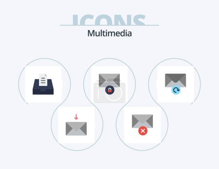 Téléchargez les illustrations : Multimedia Flat Icon Pack 5 Icon Design. . . mailbox. retry. mail - en licence libre de droit