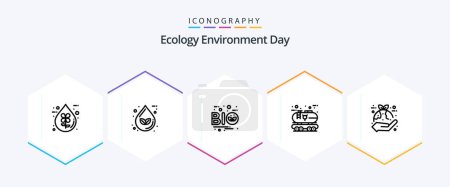 Illustration for Ecology 25 Line icon pack including energy. eco. ecology. leaf. ecology - Royalty Free Image