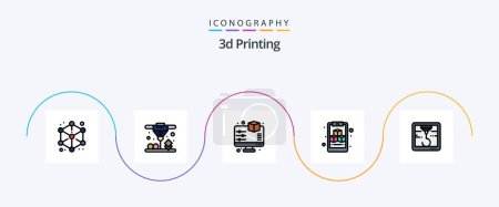 Téléchargez les illustrations : 3d Printing Line Filled Flat 5 Icon Pack Including hock. 3d.display. geometric. clipboardd - en licence libre de droit
