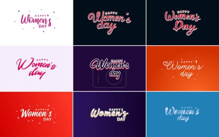 Illustration for Set of International Women's Day cards with a logo and a gradient color scheme - Royalty Free Image