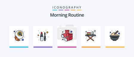 Illustration for Morning Routine Line Filled 5 Icon Pack Including mark. checklist. lotion. check. cup. Creative Icons Design - Royalty Free Image