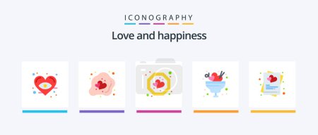 Téléchargez les illustrations : Love Flat 5 Icon Pack Including invite. ice-cream. favorite. ice. love bowl. Creative Icons Design - en licence libre de droit