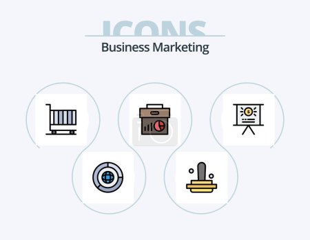 Ilustración de Business Marketing Line Filled Icon Pack 5 Icon Design. finance. business. records. marketing - Imagen libre de derechos