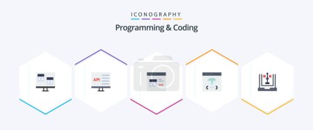 Illustration for Programming And Coding 25 Flat icon pack including development. coding. development. development. coding - Royalty Free Image