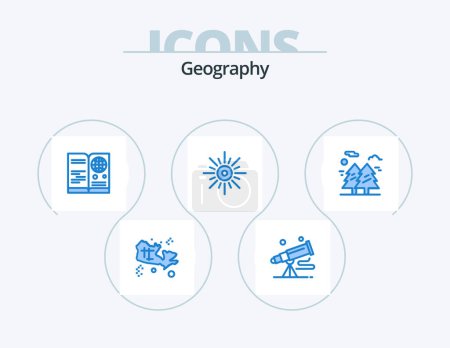 Illustration for Geo Graphy Blue Icon Pack 5 Icon Design. brightness. light. space. sun. travel - Royalty Free Image