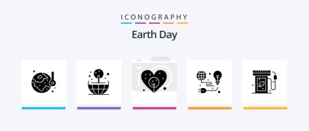 Illustration for Earth Day Glyph 5 Icon Pack Including ecology. bulb. earth. earth. green. Creative Icons Design - Royalty Free Image