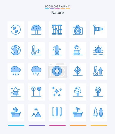 Téléchargez les illustrations : Creative Nature 25 Blue icon pack  Such As parachute. weather. vegetable. nature. earthquake - en licence libre de droit