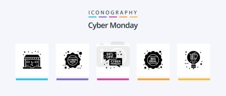 Illustration for Cyber Monday Glyph 5 Icon Pack Including retail. price. discount. discount. sale. Creative Icons Design - Royalty Free Image