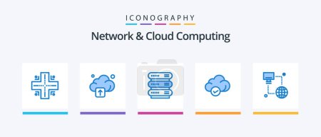 Illustration for Network And Cloud Computing Blue 5 Icon Pack Including monitor. technology. network. internet. storage. Creative Icons Design - Royalty Free Image
