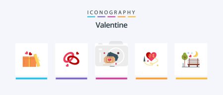 Illustration for Valentine Flat 5 Icon Pack Including ticket. day. ring. valentines. love. Creative Icons Design - Royalty Free Image