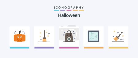 Téléchargez les illustrations : Halloween Flat 5 Icon Pack Including magic. broom. easter. mirror. broken. Creative Icons Design - en licence libre de droit