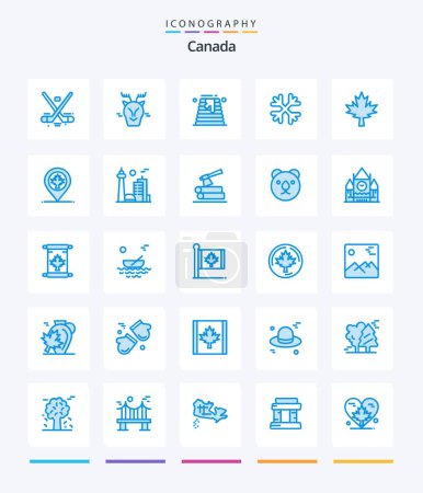 Téléchargez les illustrations : Creative Canada 25 Blue icon pack  Such As canada. winter. reindeer. snow flakes. wedding cake - en licence libre de droit
