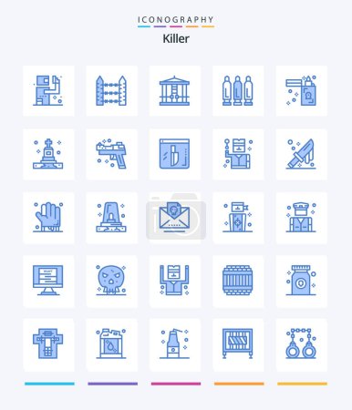 Ilustración de Creative Killer 25 Blue icon pack  Such As fire. shoot. wire. gun. murder - Imagen libre de derechos