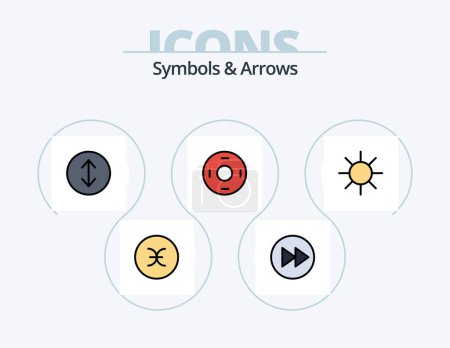 Téléchargez les illustrations : Symbols and Arrows Line Filled Icon Pack 5 Icon Design. tick. check. arrow. arrows. music - en licence libre de droit