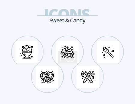 Illustration for Sweet And Candy Line Icon Pack 5 Icon Design. bake. food. cake. dessert. candy - Royalty Free Image