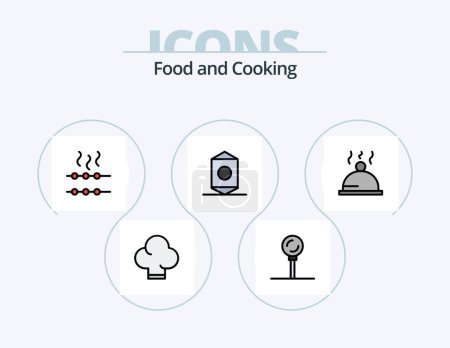 Téléchargez les illustrations : Food Line Filled Icon Pack 5 Icon Design. macaroon. eat. food. diet. donut - en licence libre de droit