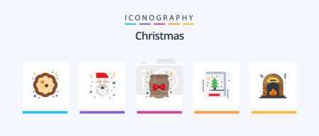 Téléchargez les illustrations : Christmas Flat 5 Icon Pack Including culture. xmas. bag. greeting. card. Creative Icons Design - en licence libre de droit
