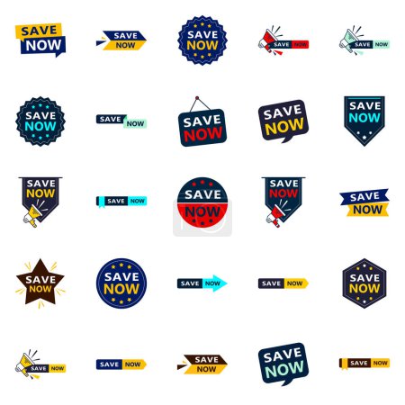 Illustration for Save Now 25 Fresh Typographic Elements for a lively saving campaign - Royalty Free Image