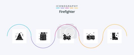 Illustration for Firefighter Glyph 5 Icon Pack Including fire. fireman. car. firefighter. emergency - Royalty Free Image