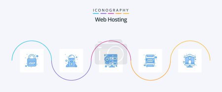 Illustration for Web Hosting Blue 5 Icon Pack Including home page. ssd. service. memory card. web hosting - Royalty Free Image