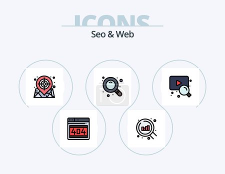 Ilustración de Seo and Web Line Filled Icon Pack 5 Icon Design. webpage. seo. hand. web. online - Imagen libre de derechos