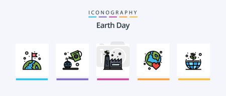 Ilustración de Earth Day Line Filled 5 Icon Pack Including eco manufacturing. globe. earth. earth. calender. Creative Icons Design - Imagen libre de derechos