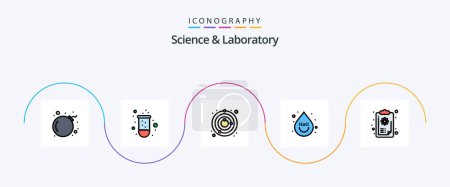 Ilustración de Science Line Filled Flat 5 Icon Pack Including knowledge. clipboard. satellite. water. drink - Imagen libre de derechos