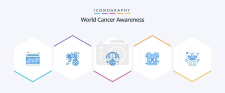 Téléchargez les illustrations : World Cancer Awareness 25 Blue icon pack including shirt. day. world. cancer. cancer awareness - en licence libre de droit