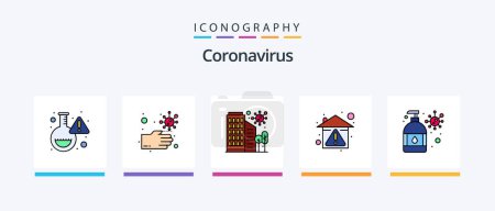 Ilustración de Coronavirus Line Filled 5 Icon Pack Including test. protection. dna. prevent. home. Creative Icons Design - Imagen libre de derechos