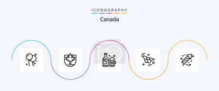 Illustration for Canada Line 5 Icon Pack Including . fire. beer. fire work. food - Royalty Free Image