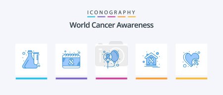 Illustration for World Cancer Awareness Blue 5 Icon Pack Including day. world day. health. world. day. Creative Icons Design - Royalty Free Image