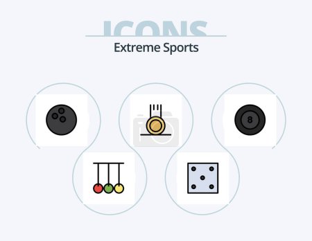 Illustration for Sport Line Filled Icon Pack 5 Icon Design. . sport. sport. skateboard. fun - Royalty Free Image