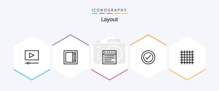 Illustration for Layout 25 Line icon pack including . line. website. layout. wireframe - Royalty Free Image