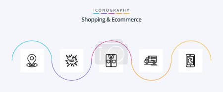 Ilustración de Shopping And Ecommerce Line 5 Icon Pack Including mobile. vehicle. clothes. gooods . truck - Imagen libre de derechos