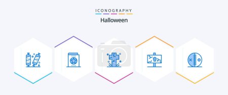 Illustration for Halloween 25 Blue icon pack including holiday. easter. knowledge. graveyard. death - Royalty Free Image