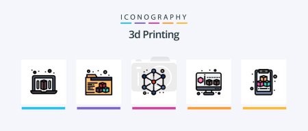 Ilustración de 3d Printing Line Filled 5 Icon Pack Including . printing. direct. cube. cube. Creative Icons Design - Imagen libre de derechos