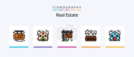 Ilustración de Real Estate Line Filled 5 Icon Pack Including real estate. home. discount. real estate. construction. Creative Icons Design - Imagen libre de derechos