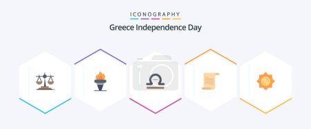 Illustration for Greece Independence Day 25 Flat icon pack including greece. sun. astrology. greece. file - Royalty Free Image
