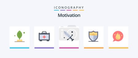 Illustration for Motivation Flat 5 Icon Pack Including training. education. mask. career. motivation. Creative Icons Design - Royalty Free Image