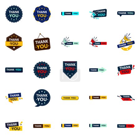 Illustration for 25 Professional Vector Elements to Convey Your Thanks - Royalty Free Image