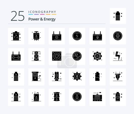 Illustration for Power And Energy 25 Solid Glyph icon pack including seo. messenger. power. energy. energy - Royalty Free Image