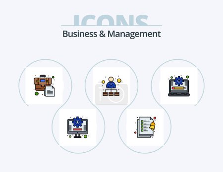 Illustration for Business And Management Line Filled Icon Pack 5 Icon Design. management. development. management. online. cloud - Royalty Free Image
