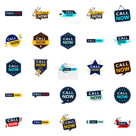 Illustration for Call Now 25 High quality Typographic Elements to drive phone calls - Royalty Free Image