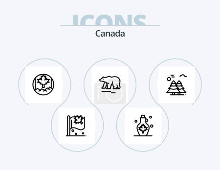 Illustration for Canada Line Icon Pack 5 Icon Design. . wood saw. fire. canada. quality - Royalty Free Image